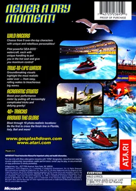 Splashdown (USA) box cover back